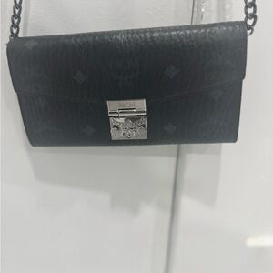 MCM Black Crossbody Bag with Silver Accents